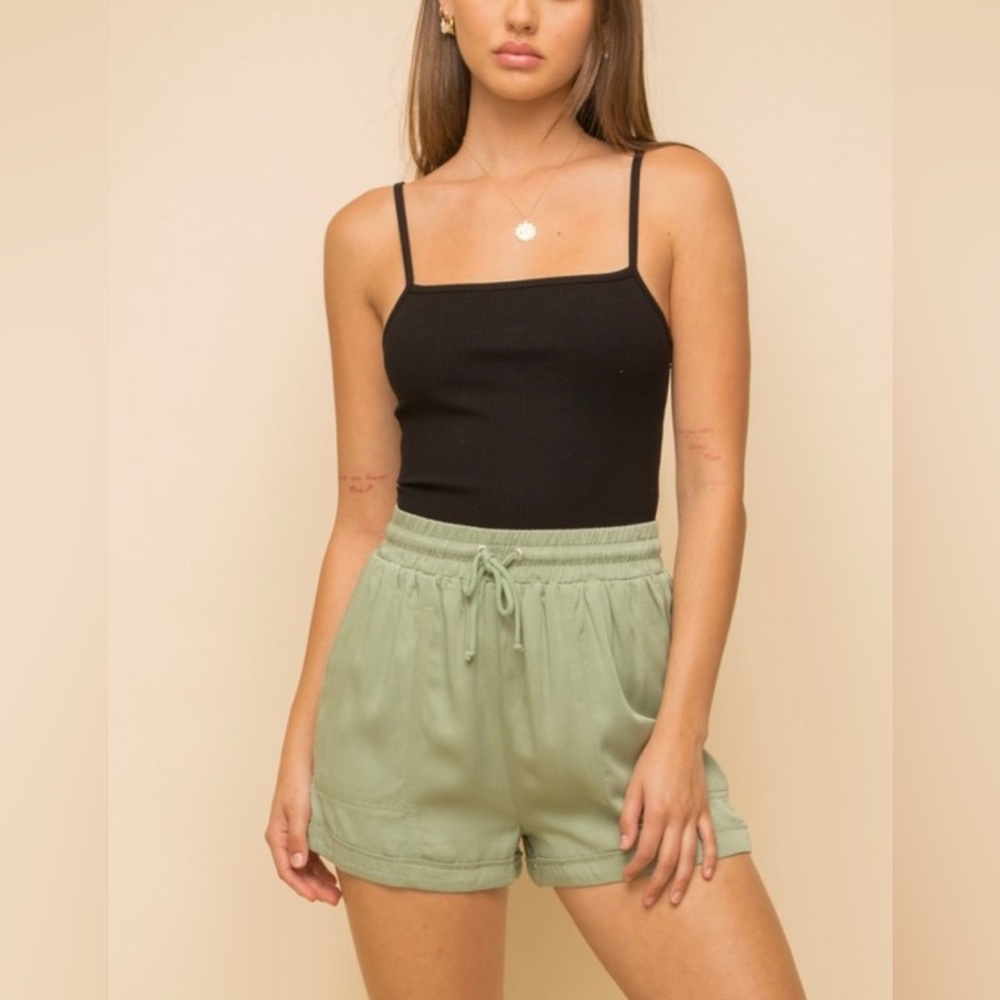 Soft Rayon Twill Shorts Sage